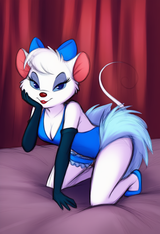 female, anthro, miss kitty mouse, bedroom eyes, smug, all fours, leaning forward s-1496123726