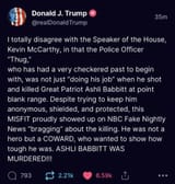 ASHLI BABBITT WAS MURDERED!!! ~ Donald J. Trump @realDonaldTrump
