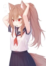 original, animal ears, girl ポニテ