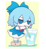 CIRNO DRINKING SOMETHING BLUE