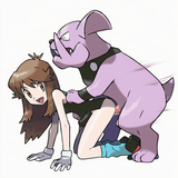 1girl, Green (pokemon), all fours, granbull, pokemon, bestiality, dog, nsfw, fro s-771138242