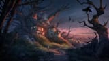 cottage witches hut dead trees