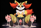 female, anthro, braixen, black eyeliner, long eyelashes, bags under eyes, narrow s-1157351830