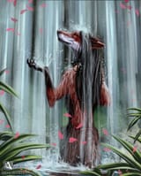 red waterfall