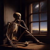 skeleton at the window