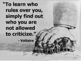 “To learn who rules over you, simply find out who you are not allowed to criticize.” ~ Voltaire Quote Quotation Criticism