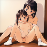 2girls, loli, mother, child, aged down, yuri, on ground, wooden floor, hug, hug s-4106398181