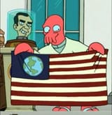 zoidberg hails the flag of earth