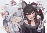 original, creation, animal ears 【Skeb納品】狼狐イチャコラ-2