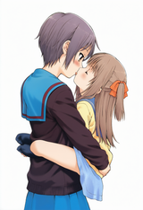 2girls, height difference, age difference, kiss, French kiss, hands on another&#039;s s-1112160633