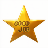 white background, no humans, gold star, a gold star that says _GOOD JOB_ s-2411075511