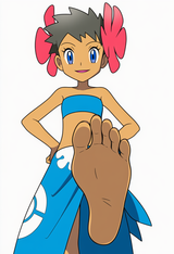 1girl, {{{{flat chest, completely flat chest}}}}, Phoebe (pokemon), barefoot, so s-3803227828