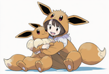 1girl, loli, aged down, ken sugimori, sugimori ken, Pokemon, Eevee onesie, Eevee s-1075141138