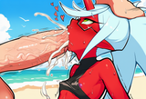 Fellatio, deepthroat, .75__(In the style of panty _&amp;_stocking_with_garterbelt + s-1374909266
