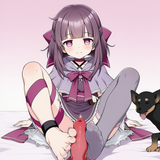 1girl, dog, dog penis, footjob, holding with feet, Fallenshadow, purple dress s-3294996911