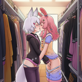 2girls, yuri, Tenma Maemi, Pippa Pipkin, fingering, mutual fingering, clothing s s-1557802756