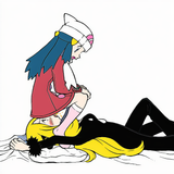 2girls, yuri, age difference, height difference, from side, full body, eye conta s-974872990
