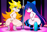 Loli, pole_dancing, 2girls, .5__(In the style of panty _&amp;_stocking_with_garterbe s-422494299