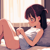 1girl, loli, child, aged down, bedroom, bed, on bed, on back, lying down, knees s-2672253897