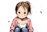 1girl, loli, child, little girl, baby girl, brown hair, ponytail, freckles, aged s-294617958