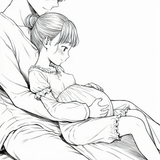 1girl, 1boy, age difference, height difference, lying down, hug, hug from behind s-2795512561