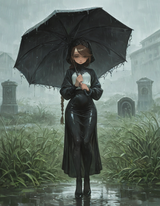 00354-3259618619-realistic,__standing, mourning, holding umbrella, looking down, straight-on, sad, Crying With Eyes Open,__petite, slim, toned, n