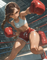 00376-1298592723-realistic, Straight-On,__boxing gloves, punch bag, punch, training, sweat, Clenched Teeth___petite, slim, toned, narrow waist,