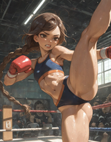 00380-1055222963-realistic, __mma gloves, High Kick, kicking, training, sweat, Clenched Teeth, ___petite, slim, toned, narrow waist, narrow sho