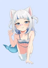 swimsuit, cat ears, Gawr Gura さめにゃんこ