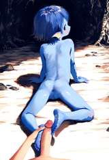 loli, {child}, blue hair, 1girl, aged down, baby girl, flat chest, completely fl s-3881380688