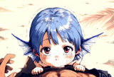 loli, {child}, blue hair, 1girl, aged down, baby girl,little sister, colored ski s-1870948983