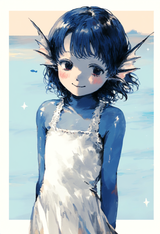 loli, {child}, blue hair, 1girl, aged down, baby girl, flat chest, completely fl s-1776369739