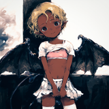 colored skin, very dark skin, black skin, 1girl, loli, aged down, standing, ple s-1966009764