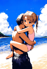 1boy, 1girl, older man, age difference, height difference, hug, {leg lock}, loli s-1670997085
