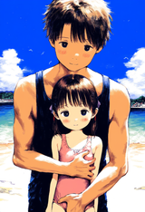 1boy, 1girl, older man, age difference, height difference, hug, hug from behind, s-1027655777
