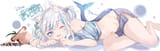 bellybutton, barefoot, silver hair blue eyes gawrgura　がうるぐら