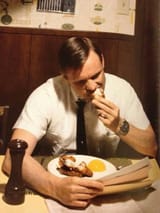Neil Armstrong eating his last breakfast on Earth