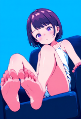 1girl, loli, aged down, from below, barefoot, feet, soles, toes, sitting, armcha s-1168714795