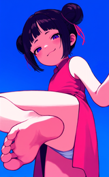 1girl, loli, child, aged down, black hair, blunt bangs, double bun, hair bun, ch s-4162660659