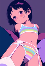 1girl, loli, child, aged down, training bra, bra, {{garter belt}}, thighhighs, p s-66486642