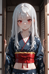 138405-1430708083-preteen girl long hair silver hair red eyes freckles, kimono, midriff
