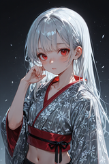 138407-1430708085-preteen girl long hair silver hair red eyes freckles, kimono, midriff
