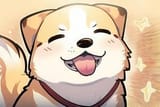 anime-smiling-dog-eyes-closed-with-happy-expression-illustration-generative-ai-photo