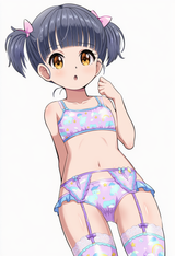 1girl, loli, aged down, little sister, immature female, garter belt, thighhighs, s-335437736