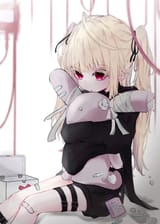 blonde, twin ponytails, sickness 女の子