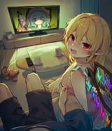Flandre Scarlet, Touhou Project, blushing ホラー映画が苦手なフランちゃん