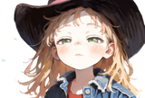 1girl, loli, child, little sister, green eyes, blonde hair, cowboy hat, freckles s-3076995890