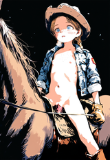 1girl, loli, child, baby girl, little sister, nude, denim jacket, cowboy boots, s-2634867523
