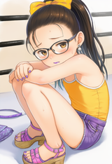 2girl, loli, aged down, immature female, child, solo, jewelry, earrings, red hai s-4105242266