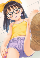 1girl, loli, aged down, immature female, child, solo, jewelry, earrings, red hai s-1944617245